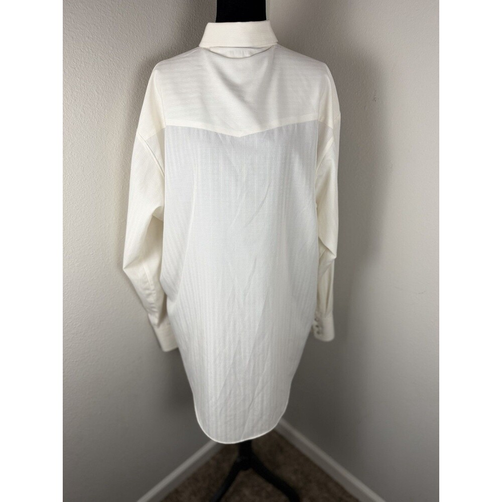 ELY Cattleman Western Pearl Snap Shirt Men’s 16.5 / 36 White Long Sleeve - Picture 3 of 15